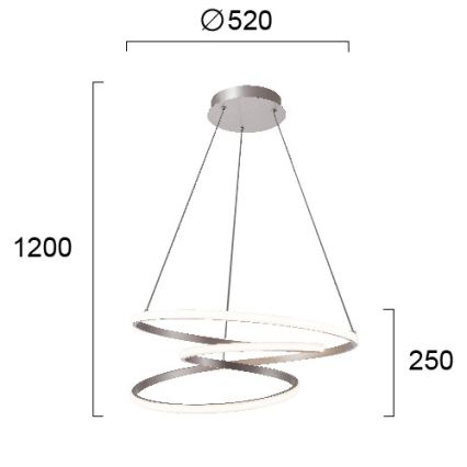 Κρεμαστό φωτιστικό LED με ανάρτηση σε σύρμα CORT LED/40W/230V ασημί