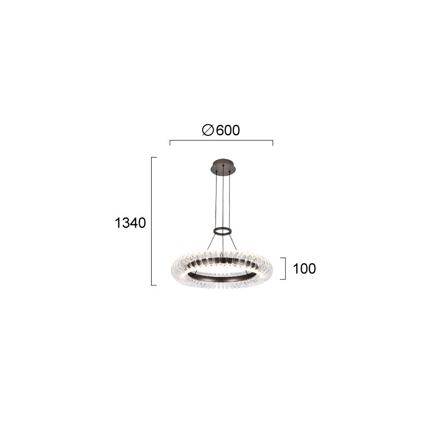 Κρεμαστό φωτιστικό LED με καλώδιο ALBA LED/39W/230V γκρι/διάφανο