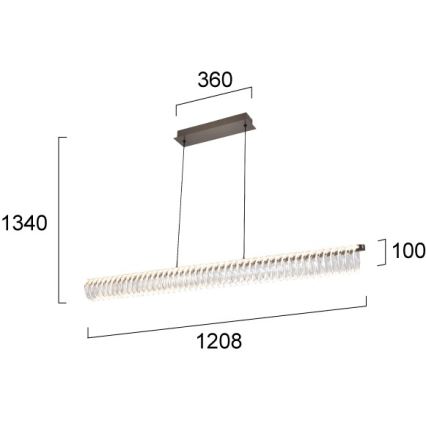 Κρεμαστό φωτιστικό LED με καλώδιο ALBA LED/39W/230V γκρι/διάφανο