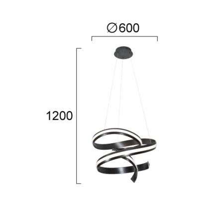 Κρεμαστό φωτιστικό LED με καλώδιο AREZIA LED/62W/230V, μαύρο