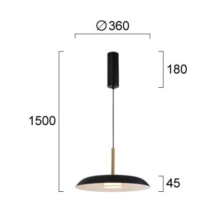 Κρεμαστό φωτιστικό LED με καλώδιο ανάρτησης NUDO LED/11W/230V 3000/4000/6000K μαύρο