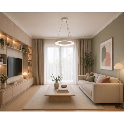 Κρεμαστό φωτιστικό LED με καλώδιο DRAX LED/32W/230V 4000K Ø 38 cm λευκό