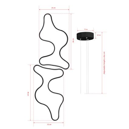 Κρεμαστό φωτιστικό LED με καλώδιο DUPLE ARTISAN LED/80W/230V 6500K μαύρο