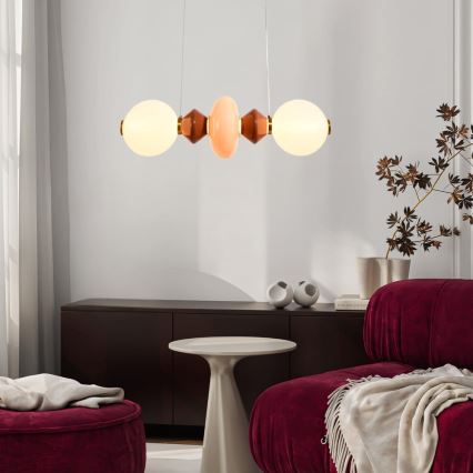 Κρεμαστό φωτιστικό LED με καλώδιο FLORES LED/15W/230V χρυσό/πορτοκαλί/καφέ