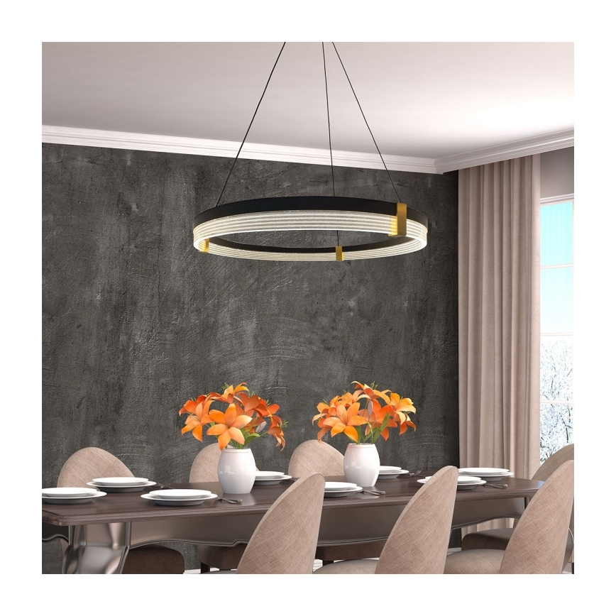 Κρεμαστό φωτιστικό LED με καλώδιο TRIANGLE LED/40W/230V 3000/4000/6000K Ø 60 cm μαύρο