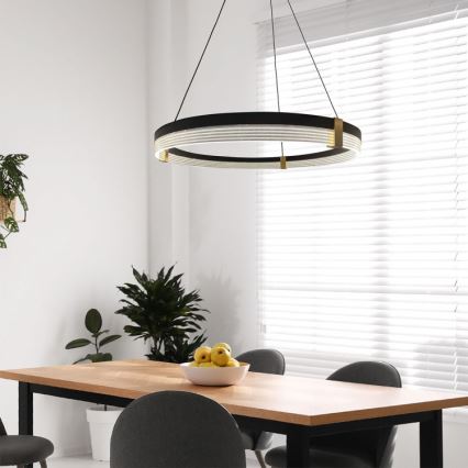 Κρεμαστό φωτιστικό LED με καλώδιο TRIANGLE LED/40W/230V 3000/4000/6000K Ø 60 cm μαύρο