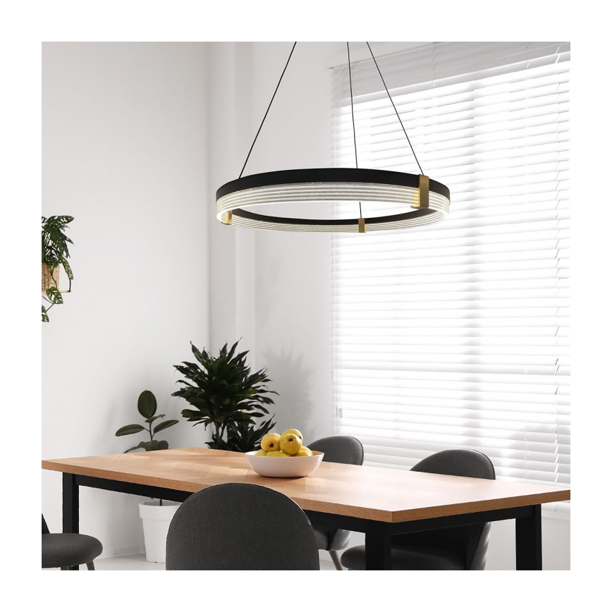 Κρεμαστό φωτιστικό LED με καλώδιο TRIANGLE LED/40W/230V 3000/4000/6000K Ø 60 cm μαύρο