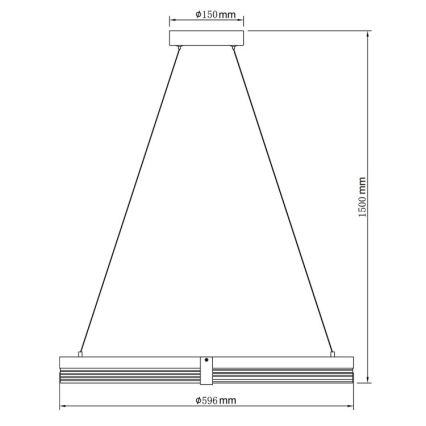 Κρεμαστό φωτιστικό LED με καλώδιο TRIANGLE LED/40W/230V 3000/4000/6000K Ø 60 cm μαύρο