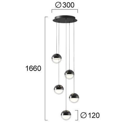 Κρεμαστό φωτιστικό LED με καλώδιο ZIREA LED/30W/230V, μαύρο