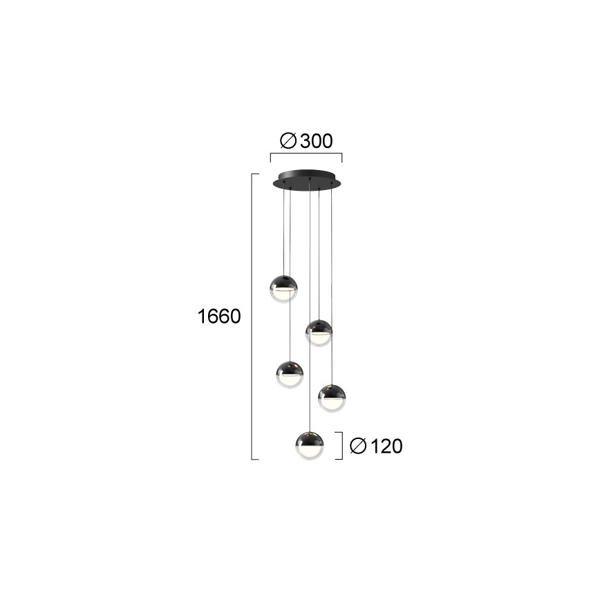 Κρεμαστό φωτιστικό LED με καλώδιο ZIREA LED/30W/230V, μαύρο