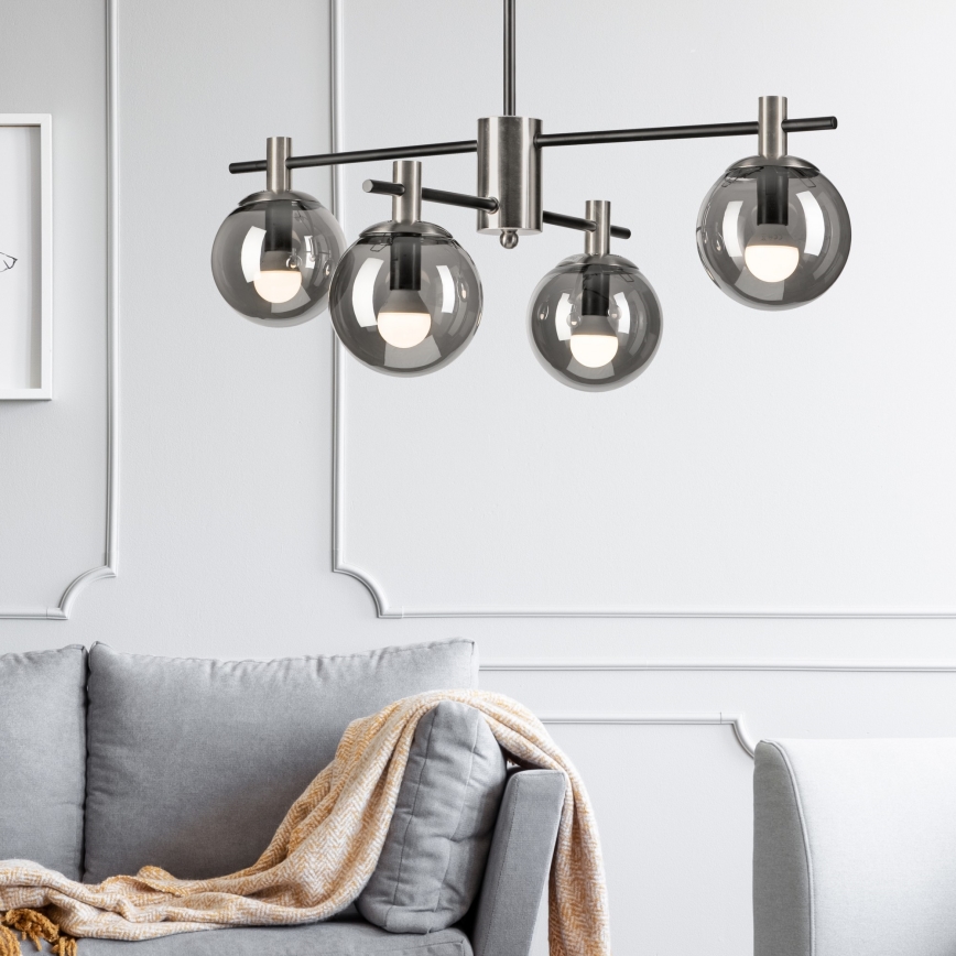 Κρεμαστό φωτιστικό LILOU 4xE14/5W/230V ματ χρώμιο/φιμέ