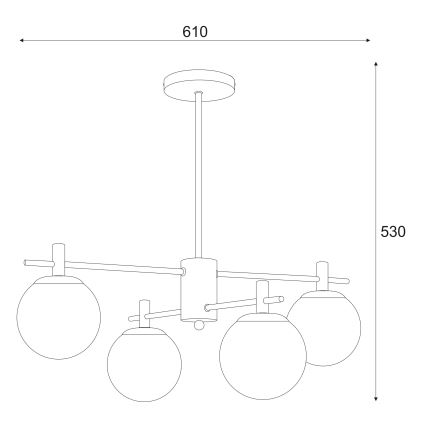 Κρεμαστό φωτιστικό LILOU 4xE14/5W/230V ματ χρώμιο/φιμέ