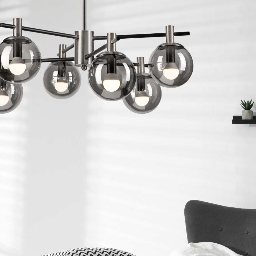 Κρεμαστό φωτιστικό LILOU 6xE14/5W/230V ματ χρώμιο/φιμέ