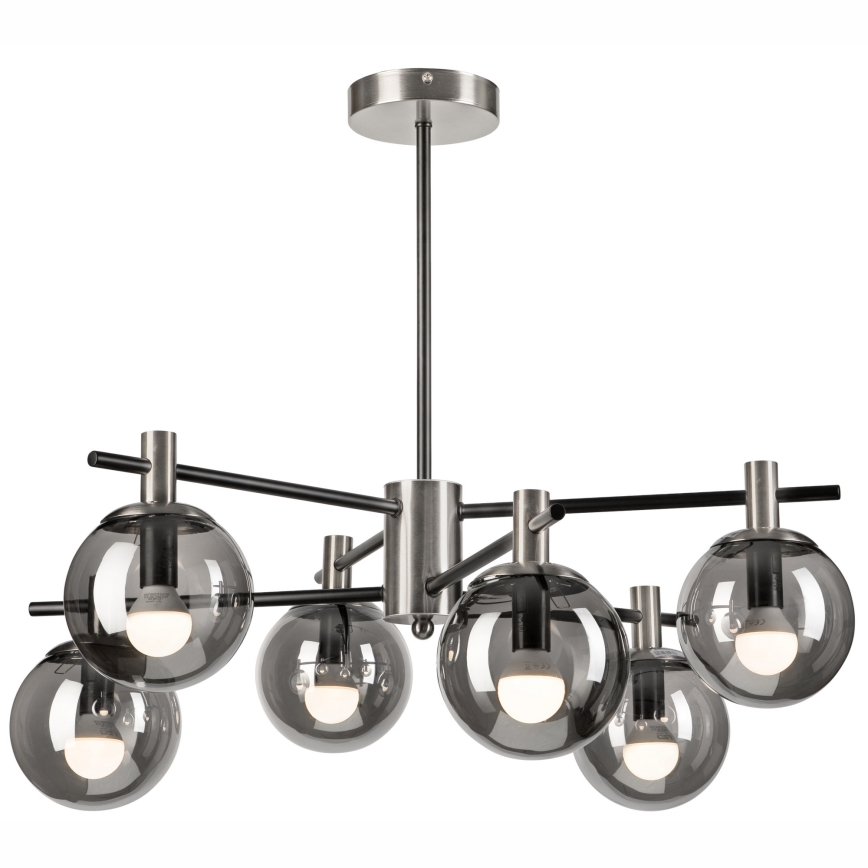 Κρεμαστό φωτιστικό LILOU 6xE14/5W/230V ματ χρώμιο/φιμέ