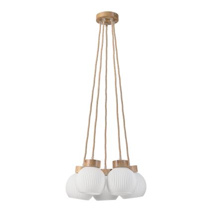 Κρεμαστό φωτιστικό LOOMIS με καλώδιο, 5xE27/15W/230V, 83 cm, μπεζ/δρυς