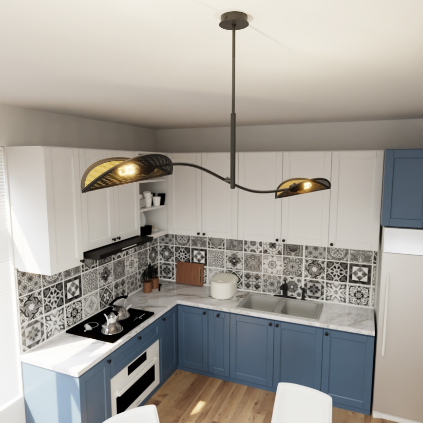 Κρεμαστό φωτιστικό LOTUS 2xE14/10W/230V μαύρο/χρυσαφί