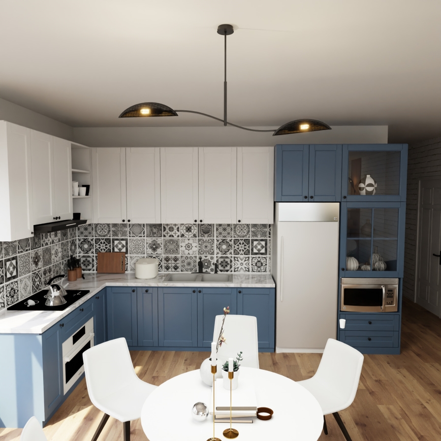 Κρεμαστό φωτιστικό LOTUS 2xE14/10W/230V μαύρο/χρυσαφί