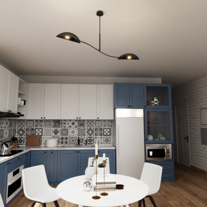 Κρεμαστό φωτιστικό LOTUS 2xE14/10W/230V μαύρο/χρυσαφί