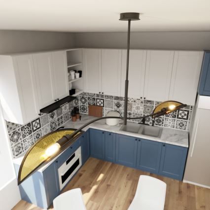 Κρεμαστό φωτιστικό LOTUS 2xE14/10W/230V μαύρο/χρυσαφί