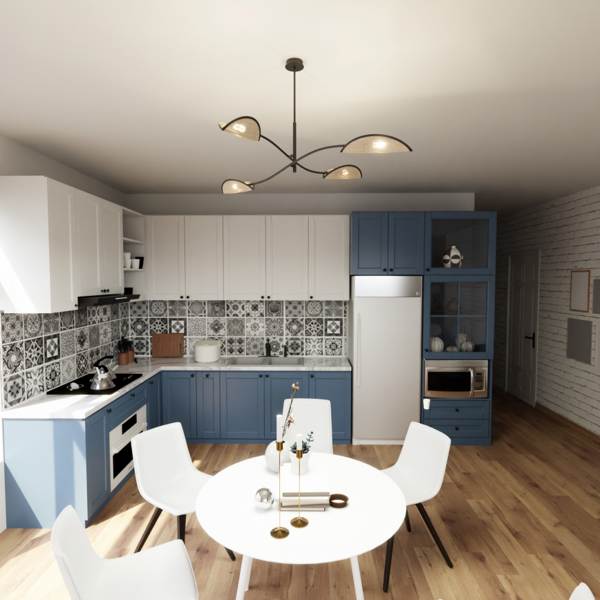 Κρεμαστό φωτιστικό LOTUS 4xE14/10W/230V μαύρο/μπεζ