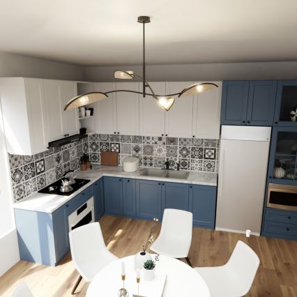 Κρεμαστό φωτιστικό LOTUS 4xE14/10W/230V μαύρο/μπεζ