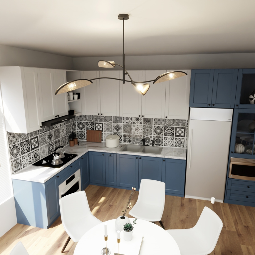 Κρεμαστό φωτιστικό LOTUS 4xE14/10W/230V μαύρο/μπεζ