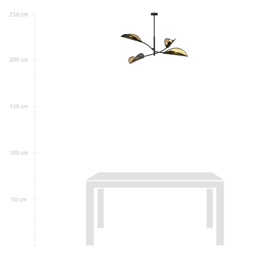 Κρεμαστό φωτιστικό LOTUS 4xE14/10W/230V μαύρο/χρυσαφί