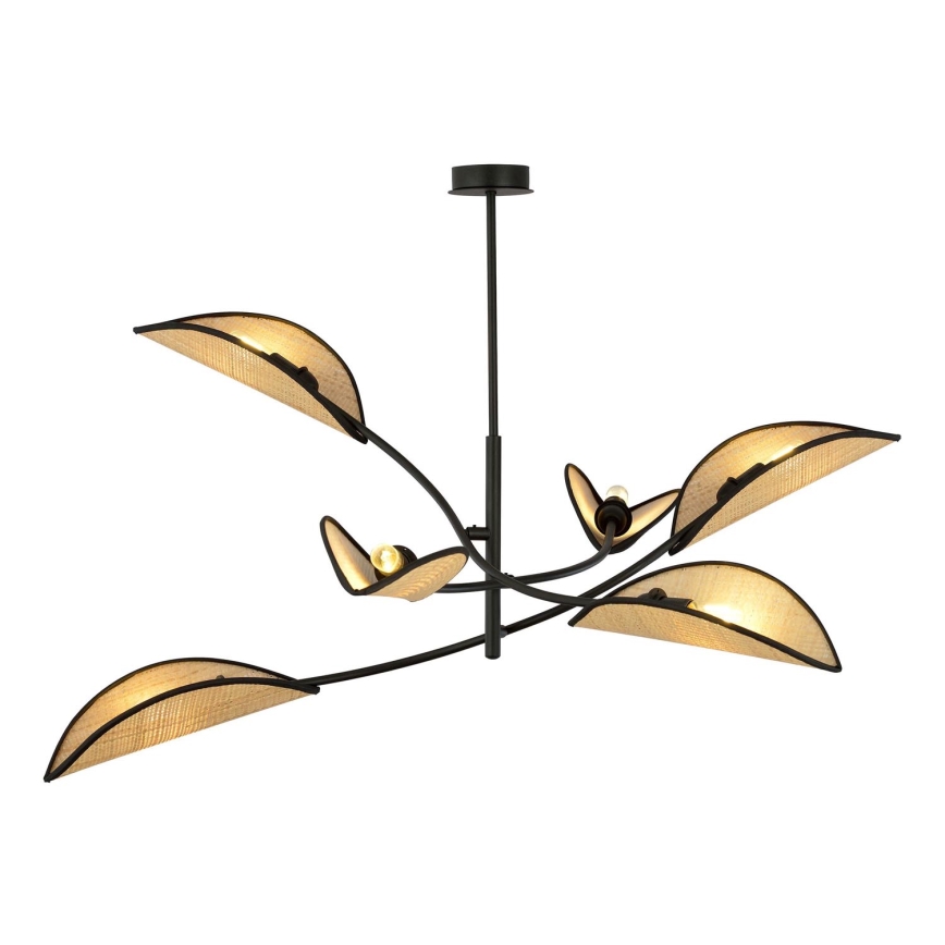 Κρεμαστό φωτιστικό LOTUS 6xE14/10W/230V μαύρο/μπεζ