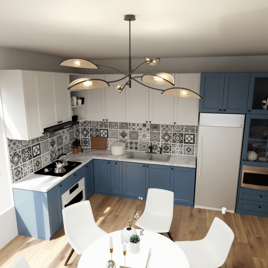 Κρεμαστό φωτιστικό LOTUS 6xE14/10W/230V μαύρο/μπεζ