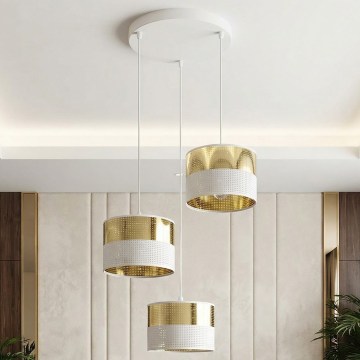 Κρεμαστό φωτιστικό LUX με καλώδιο 3xE27/15W/230V λευκό/χρυσό