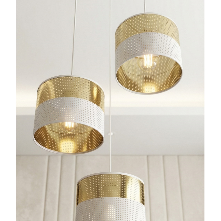 Κρεμαστό φωτιστικό LUX με καλώδιο 3xE27/15W/230V λευκό/χρυσό