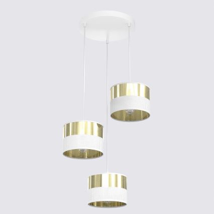 Κρεμαστό φωτιστικό LUX με καλώδιο 3xE27/15W/230V λευκό/χρυσό