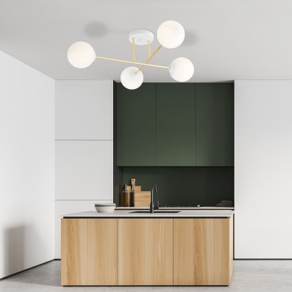 Κρεμαστό φωτιστικό MAGNUM 4xE14/10W/230V λευκό/χρυσό