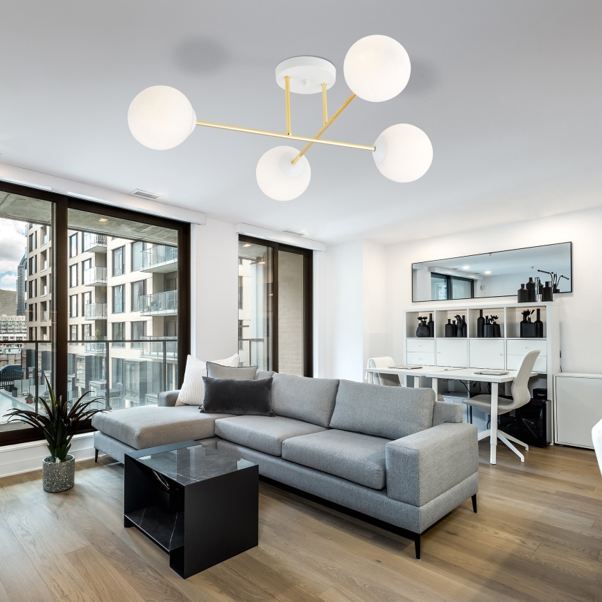 Κρεμαστό φωτιστικό MAGNUM 4xE14/10W/230V λευκό/χρυσό