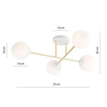 Κρεμαστό φωτιστικό MAGNUM 4xE14/10W/230V λευκό/χρυσό