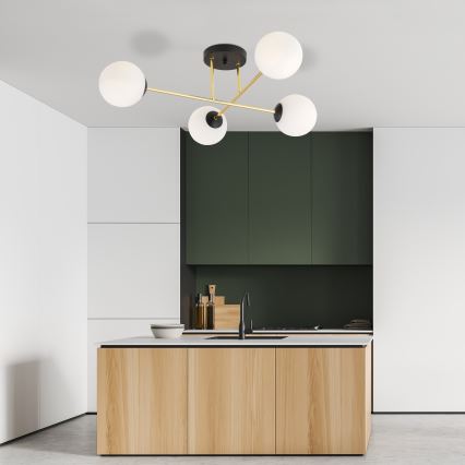 Κρεμαστό φωτιστικό MAGNUM 4xE14/10W/230V λευκό/χρυσό/μαύρο