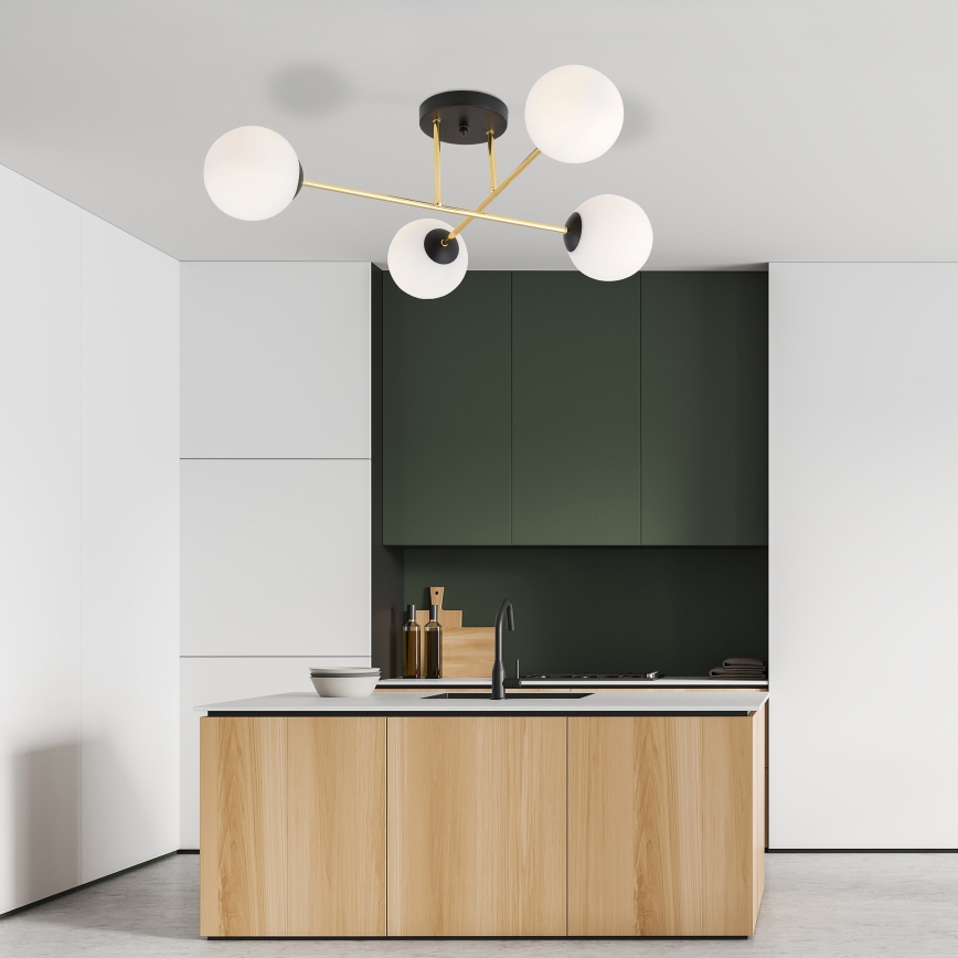 Κρεμαστό φωτιστικό MAGNUM 4xE14/10W/230V λευκό/χρυσό/μαύρο