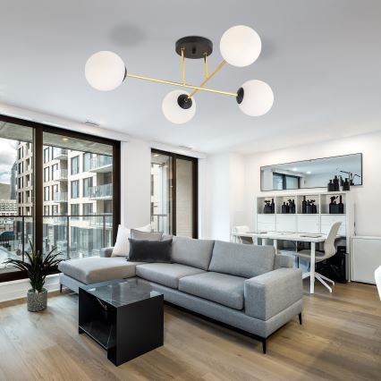 Κρεμαστό φωτιστικό MAGNUM 4xE14/10W/230V λευκό/χρυσό/μαύρο