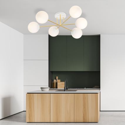 Κρεμαστό φωτιστικό MAGNUM 6xE14/10W/230V λευκό/χρυσό