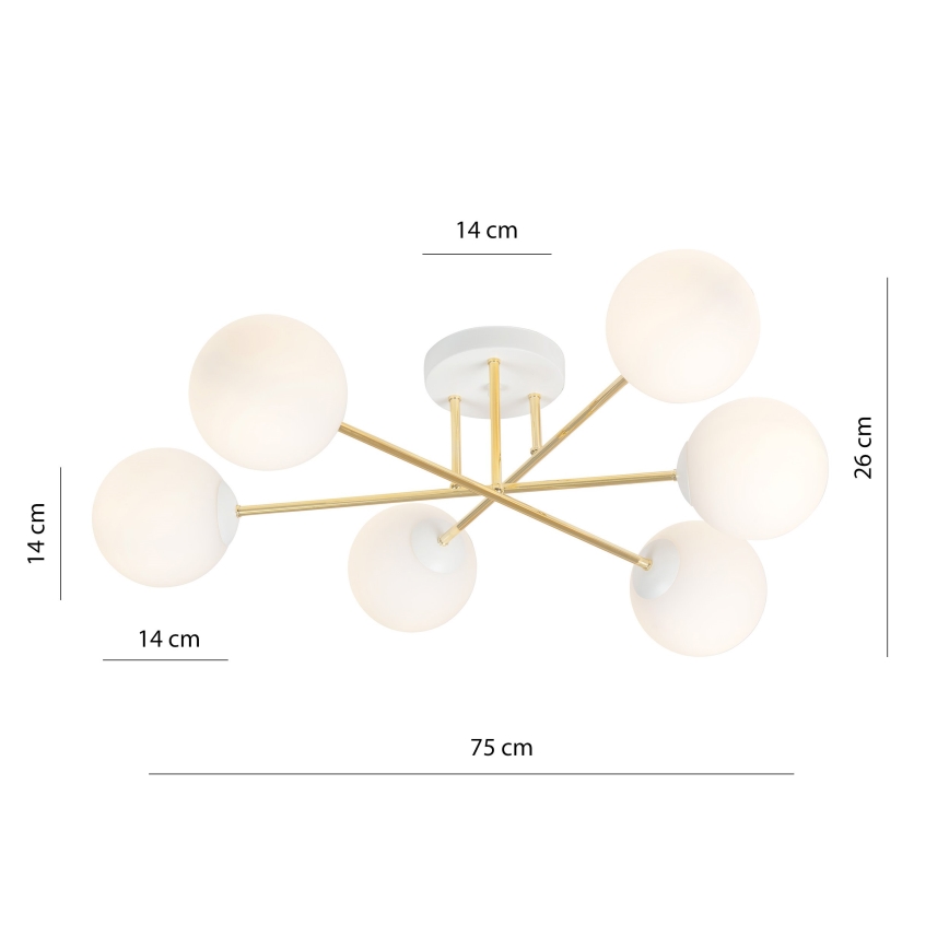 Κρεμαστό φωτιστικό MAGNUM 6xE14/10W/230V λευκό/χρυσό