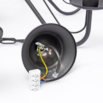 Κρεμαστό φωτιστικό MALBO με αλυσίδα 8xE14/10W/230V μαύρο