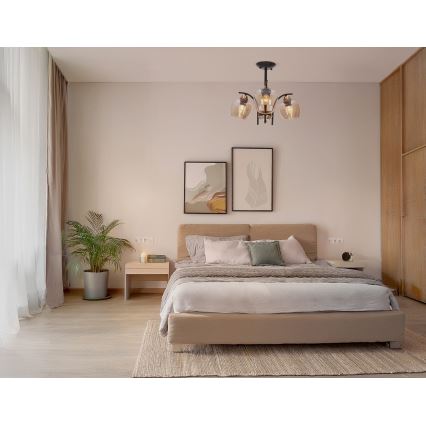 Κρεμαστό φωτιστικό MERRA 3xE27/40W/230V μαύρο/μπεζ