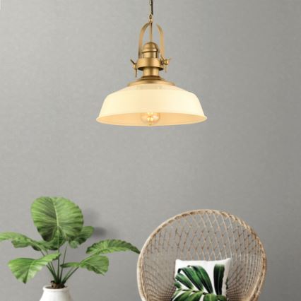 Κρεμαστό φωτιστικό MONZA με καλώδιο, 1xE27/40W/230V, διάμ. 35 cm, εκρού/μπρονζέ