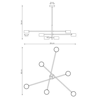 Κρεμαστό φωτιστικό NATSU 6xGX53/12W/230V μαύρο