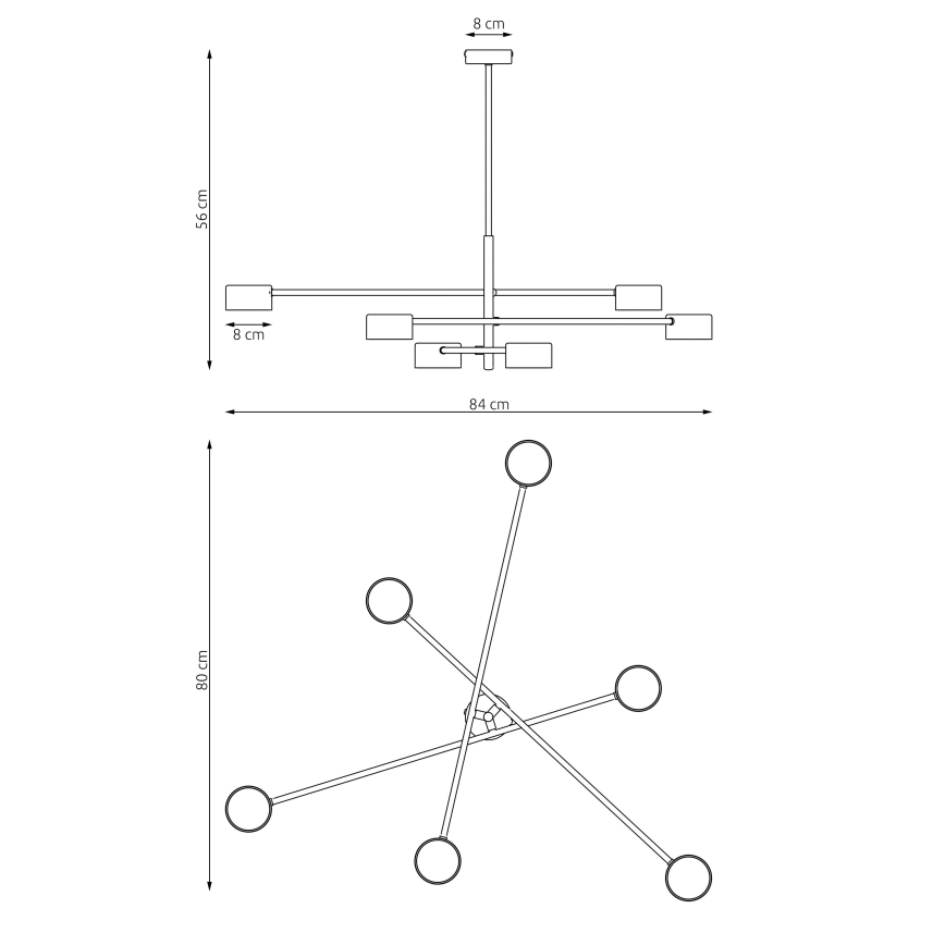 Κρεμαστό φωτιστικό NATSU 6xGX53/12W/230V μαύρο