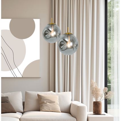 Κρεμαστό φωτιστικό OSCAR με καλώδιο 1xE27/40W/230V καπνιστό μαύρο