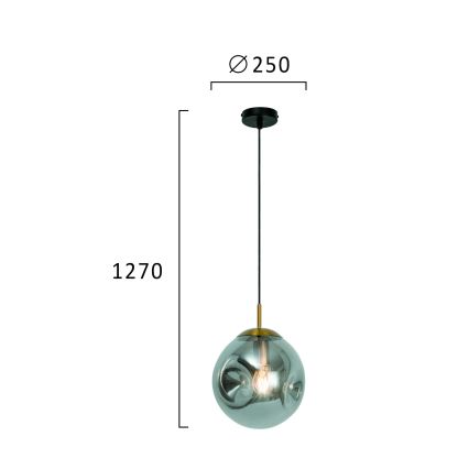 Κρεμαστό φωτιστικό OSCAR με καλώδιο 1xE27/40W/230V καπνιστό μαύρο