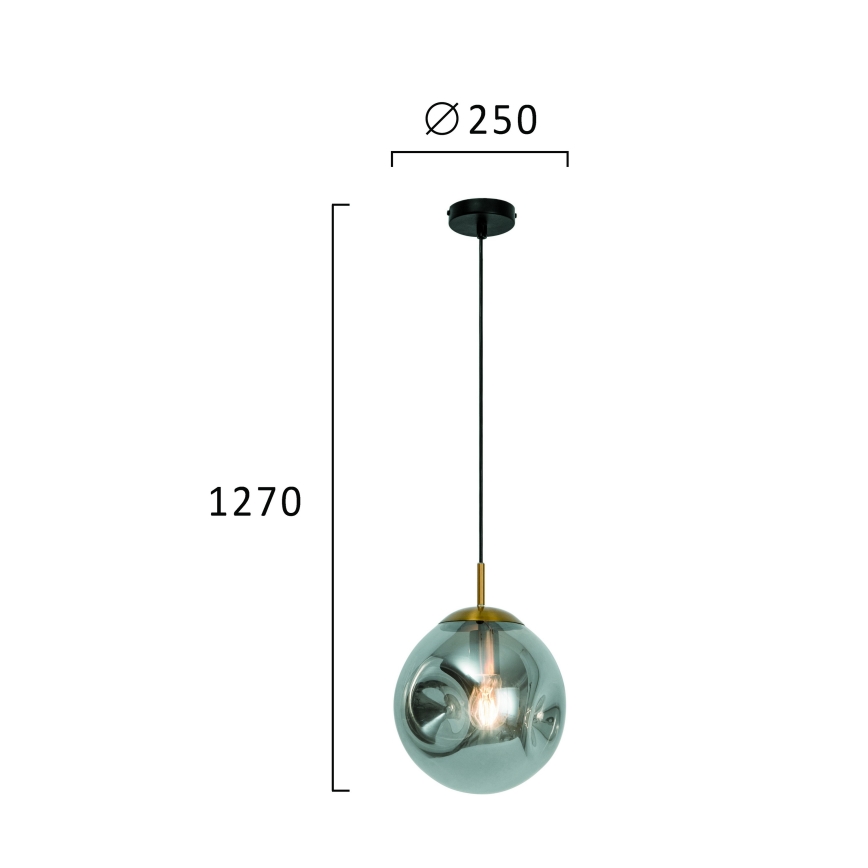 Κρεμαστό φωτιστικό OSCAR με καλώδιο 1xE27/40W/230V καπνιστό μαύρο