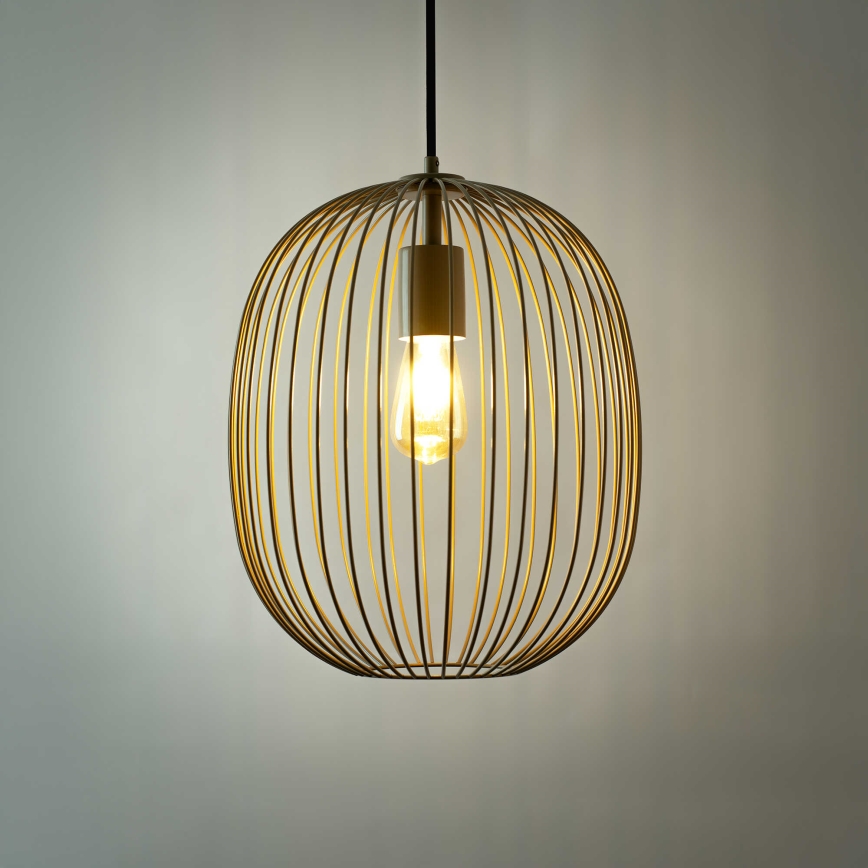 Κρεμαστό φωτιστικό OVELLA σε καλώδιο 1xE27/15W/230V Ø 34 cm γκρι