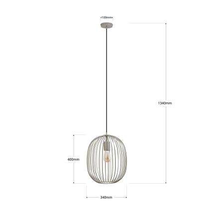 Κρεμαστό φωτιστικό OVELLA σε καλώδιο 1xE27/15W/230V Ø 34 cm γκρι